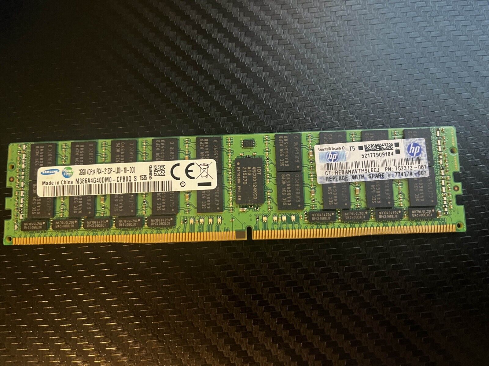 Samsung 32GB PC4-17000 (DDR4-2133) HP Geniune LRDIMM Memory (M386A4G40DM0-CPB0Q)