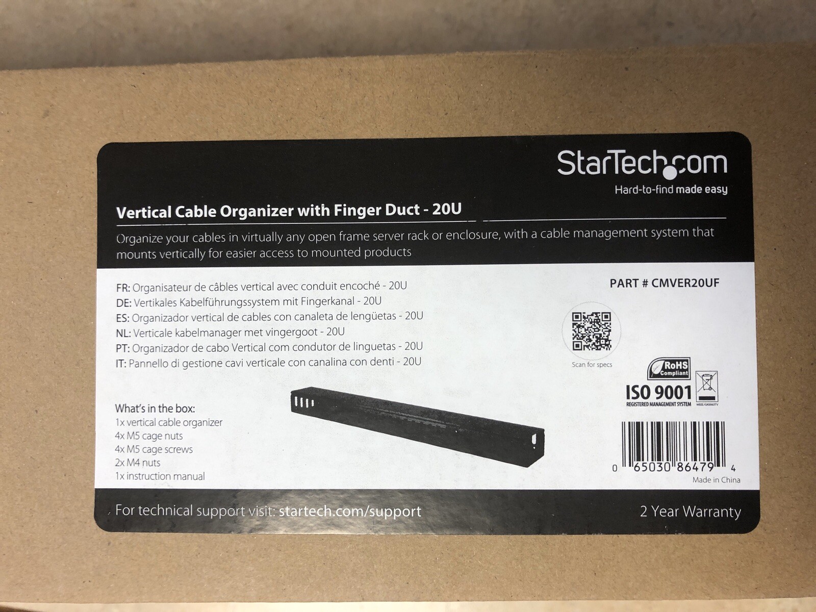 StarTech Vertical Cable Organizer CMVER20U