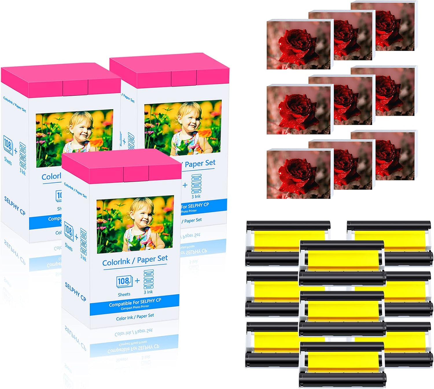 KP108IN Postcard Photo Ink Paper 324 Sheets 3PK for Canon CP760 CP740 CP720