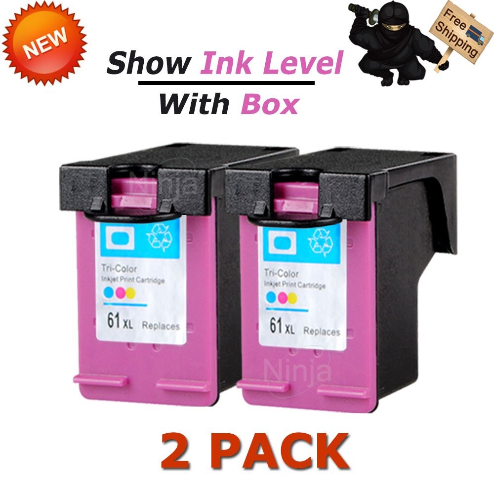 2 Pack 61XL Tri-Color Ink Cartridge For HP 61 ENVY ENVY 4500 4505 5530 5535 5539