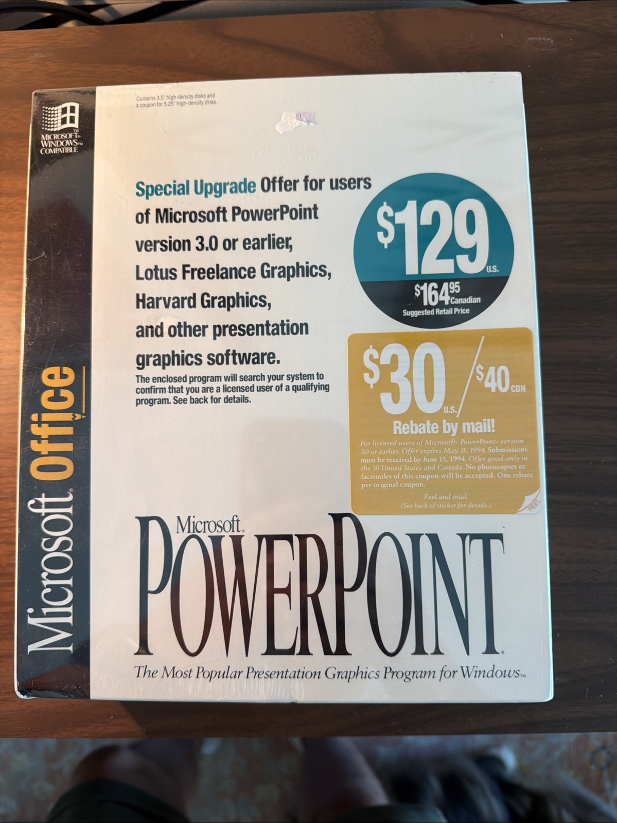 Microsoft PowerPoint 4.0 Upgrade Windows 3.1 Sealed Vintage 1994 Floppy