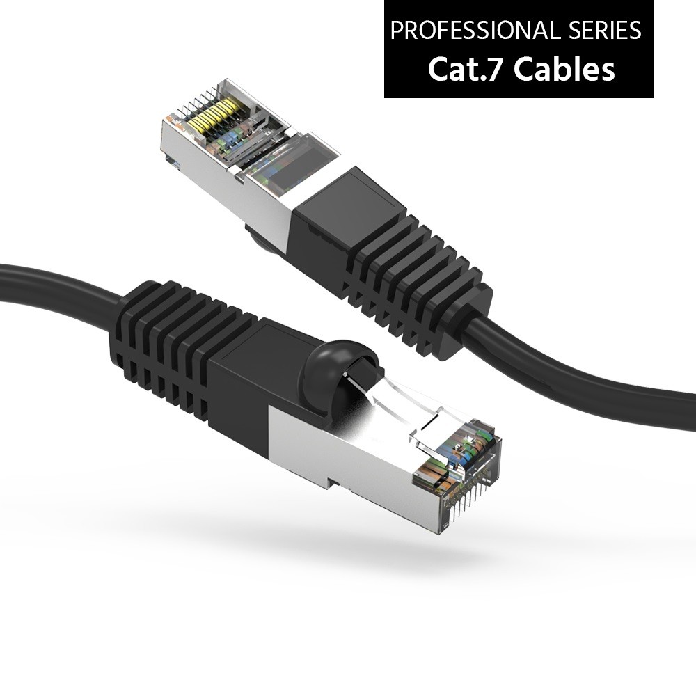 20Ft CAT7 Shielded (SSTP) 600MHz Ethernet Network Booted Cable Black