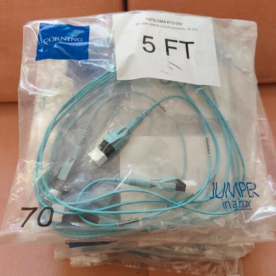 Corning 5 ft Fiber Patch Cable | Box of 70 | Jumper in a Box | 7979-OM4-R70