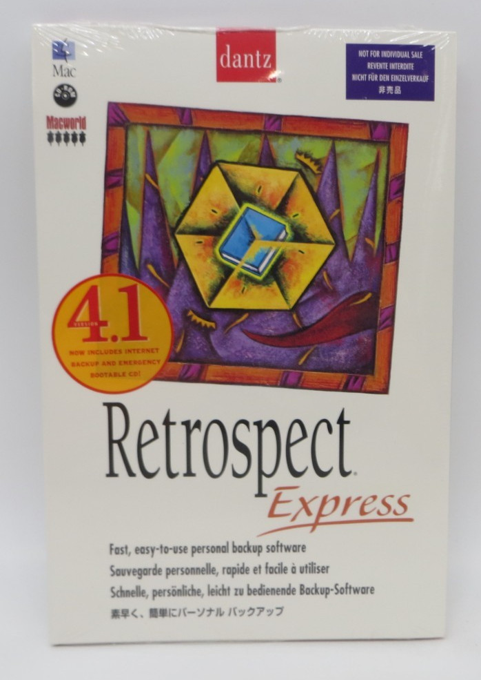 Vintage Mac Dantz Retrospect Express Backup Software Ver. 4.1 OS 7.0 CD-ROM 1999