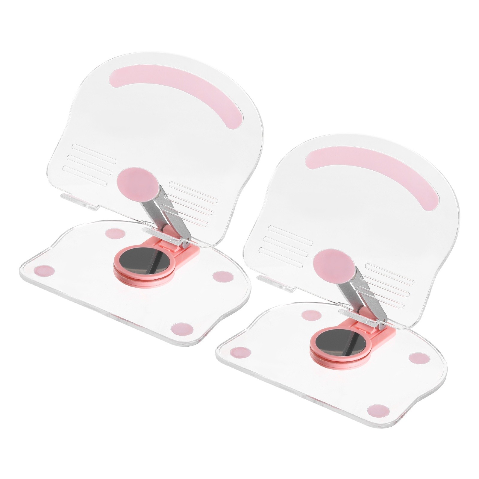 2 PCS Acrylic Tablet Stand, Acrylic Tablet Holder Adjustable Foldable, Pink