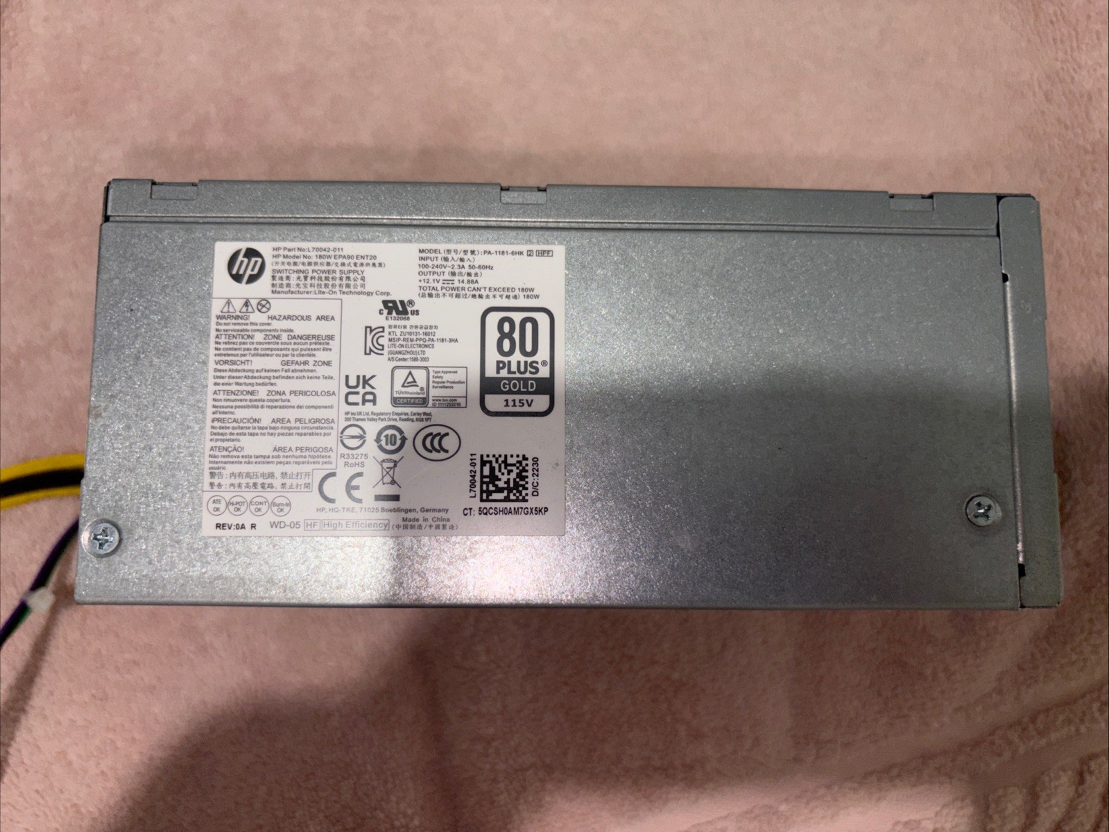 HP 180W Power Supply Unit L70042-011 PSU 80 Plus Gold Tested Working