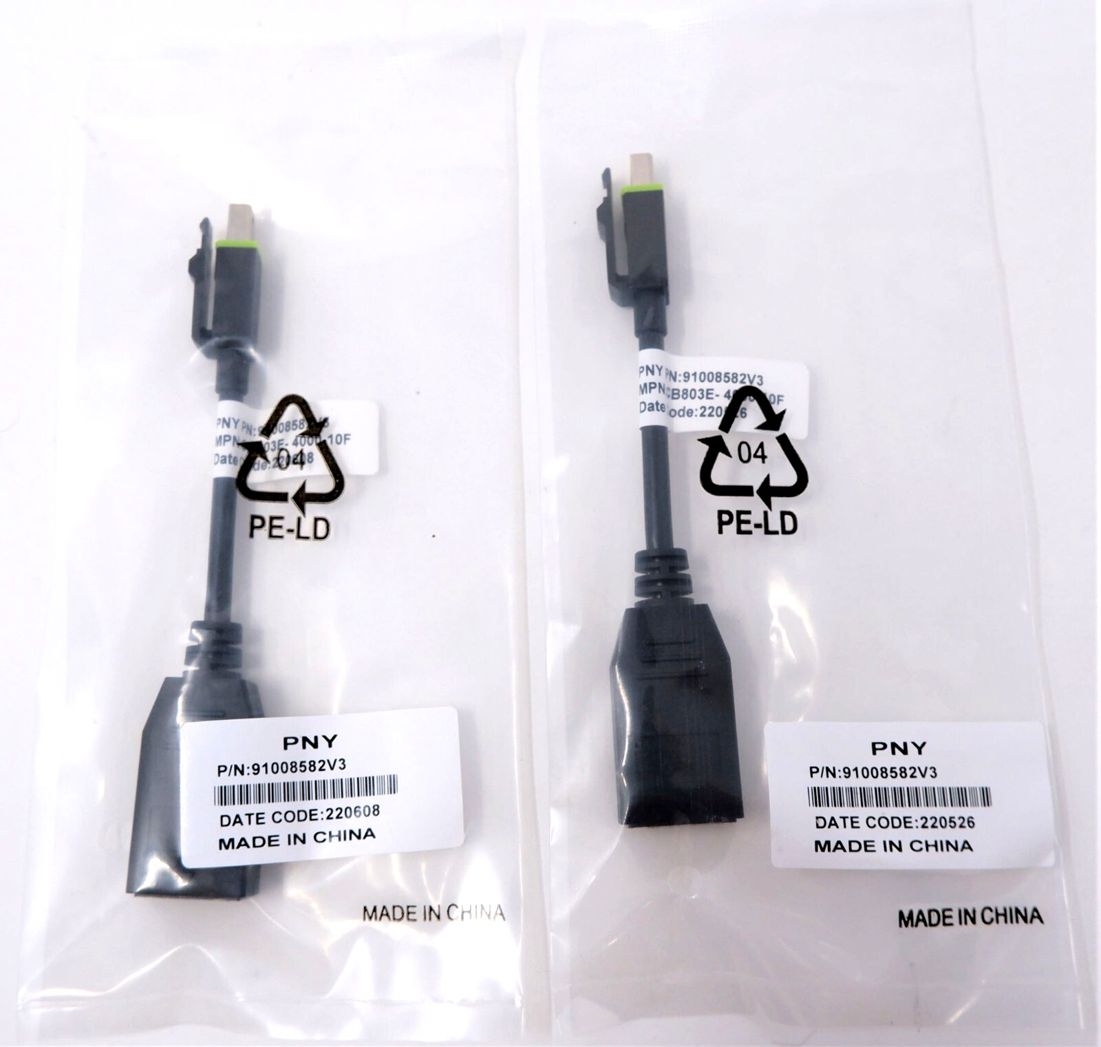 PNY 91008582V3 MINI DP DISPLAYPORT M - DISPLAYPORT F ADAPTER 2PK - NEW/SEALED