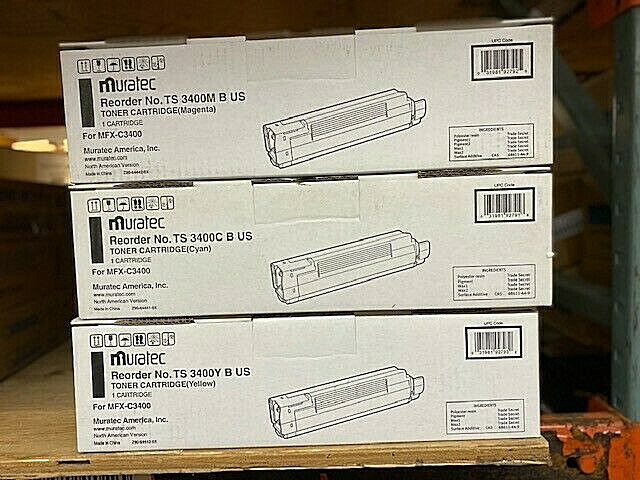 MURATEC GENUINE 3 COLOR SET TONERS TS3400M,TS3400C,TS3400Y FOR MFX-C3400