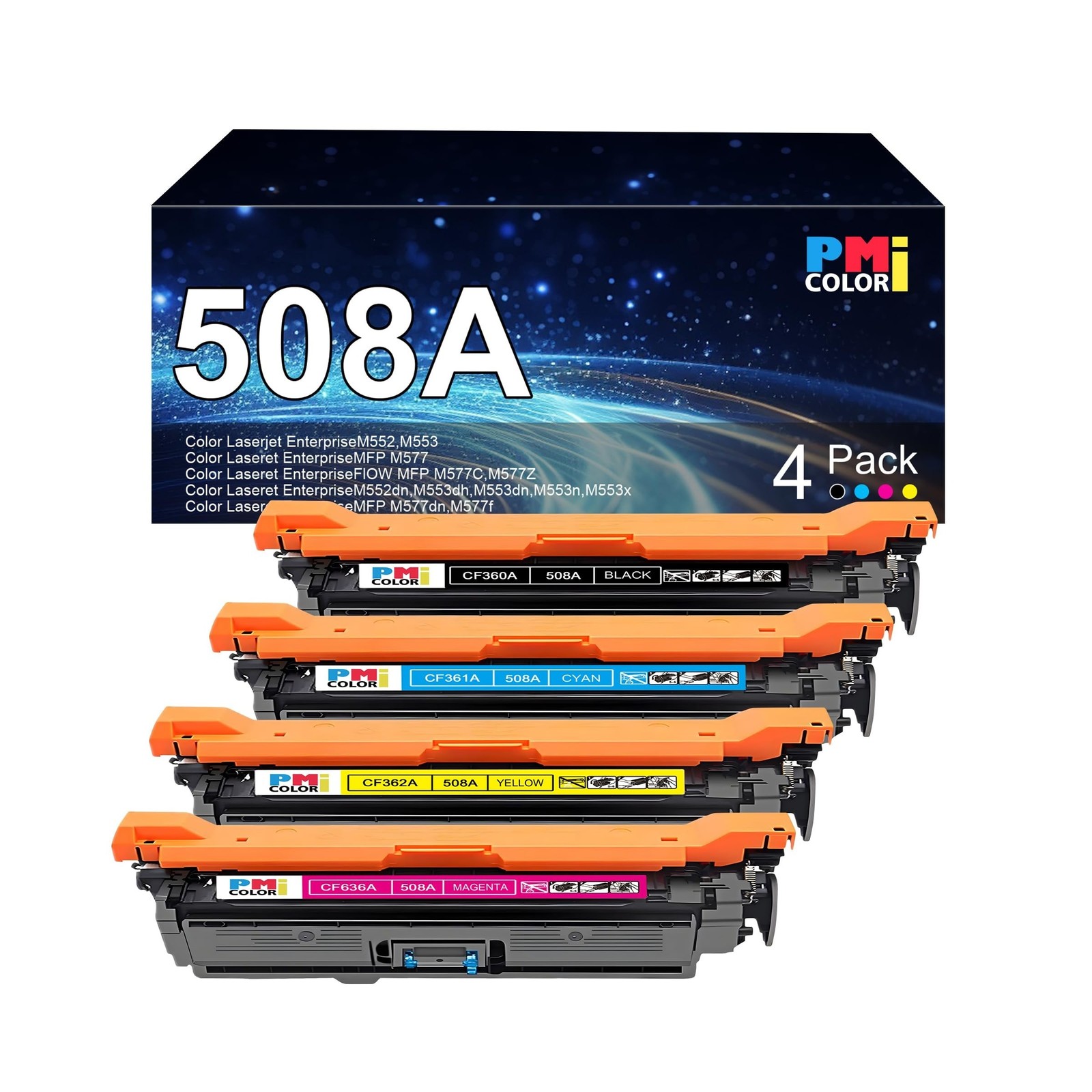 4 Pack Replacement for HP 508A Toner Cartridges Works with HP Color Laser Ent...
