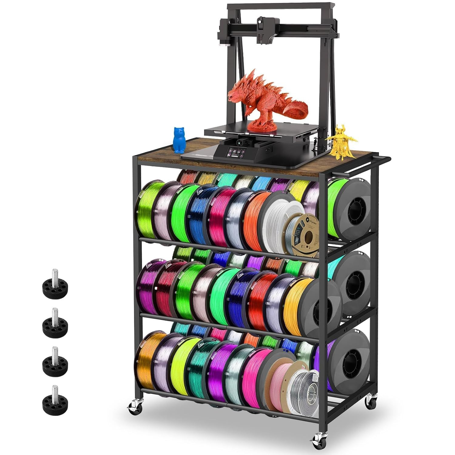 3D Printer Stand Table for 48 Filament Storage Rack, Brown