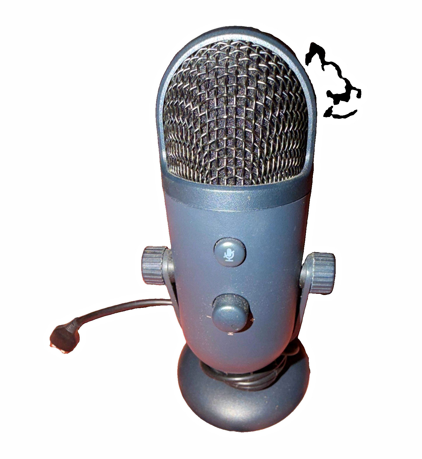 onn. USB Dual-Pattern Microphone w/ Mute Button, Adjustable Stand, Gray