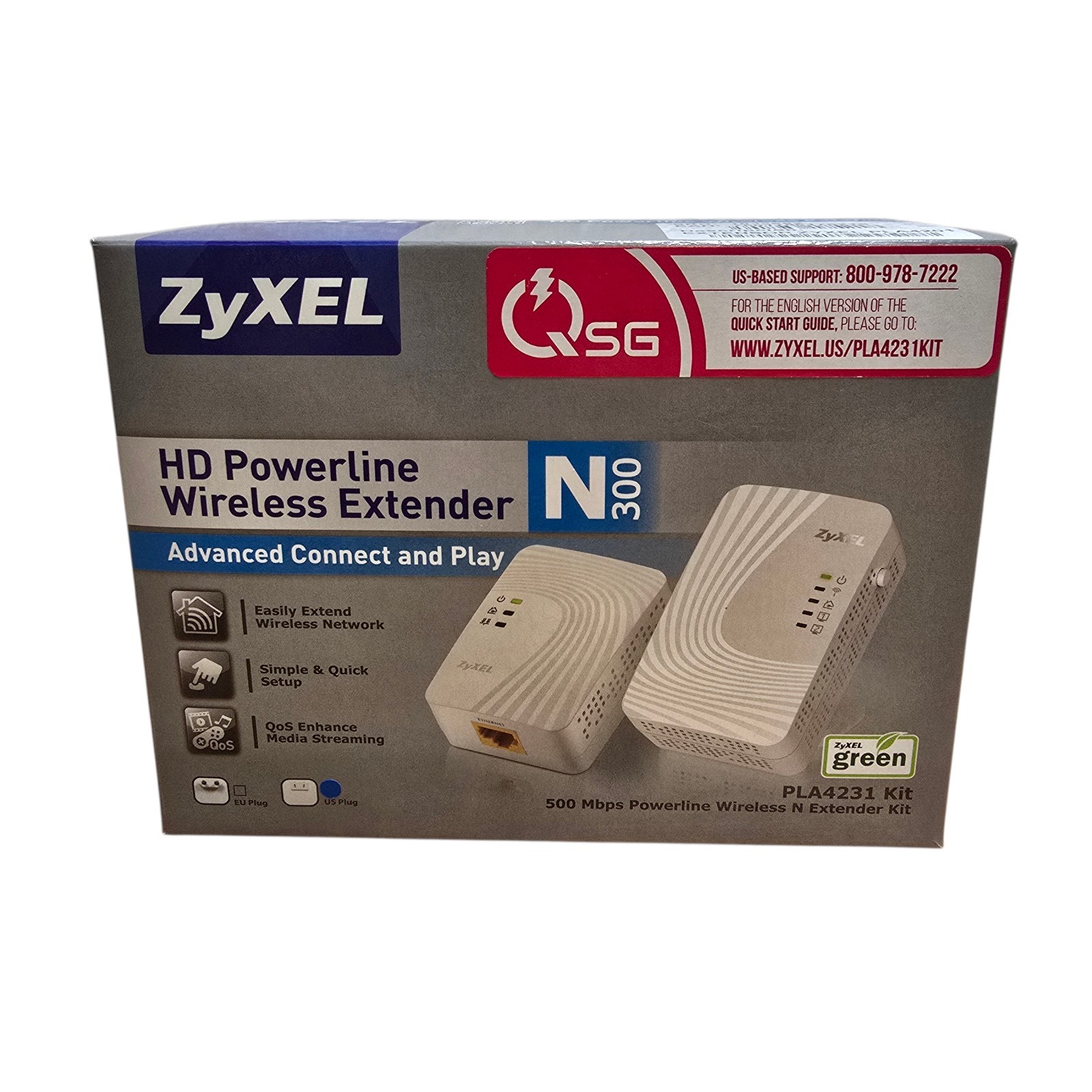 ZyXEL HD Powerline N300 Advanced Connect&Play Wireless Extender Kit PLA4231/4201