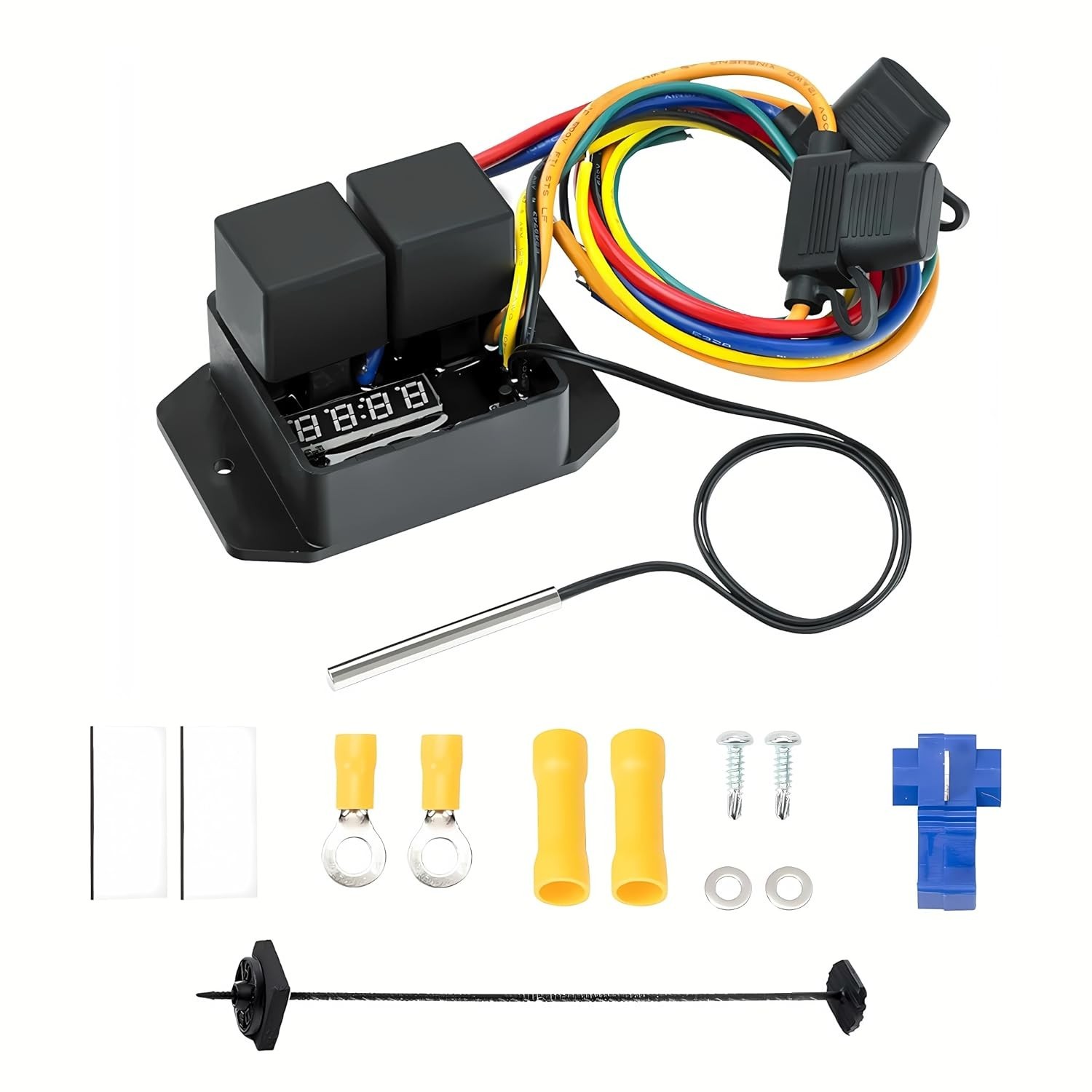 Robust 24V Digital Electric Fan Switch for Automobiles - Copper Dual Fan Control