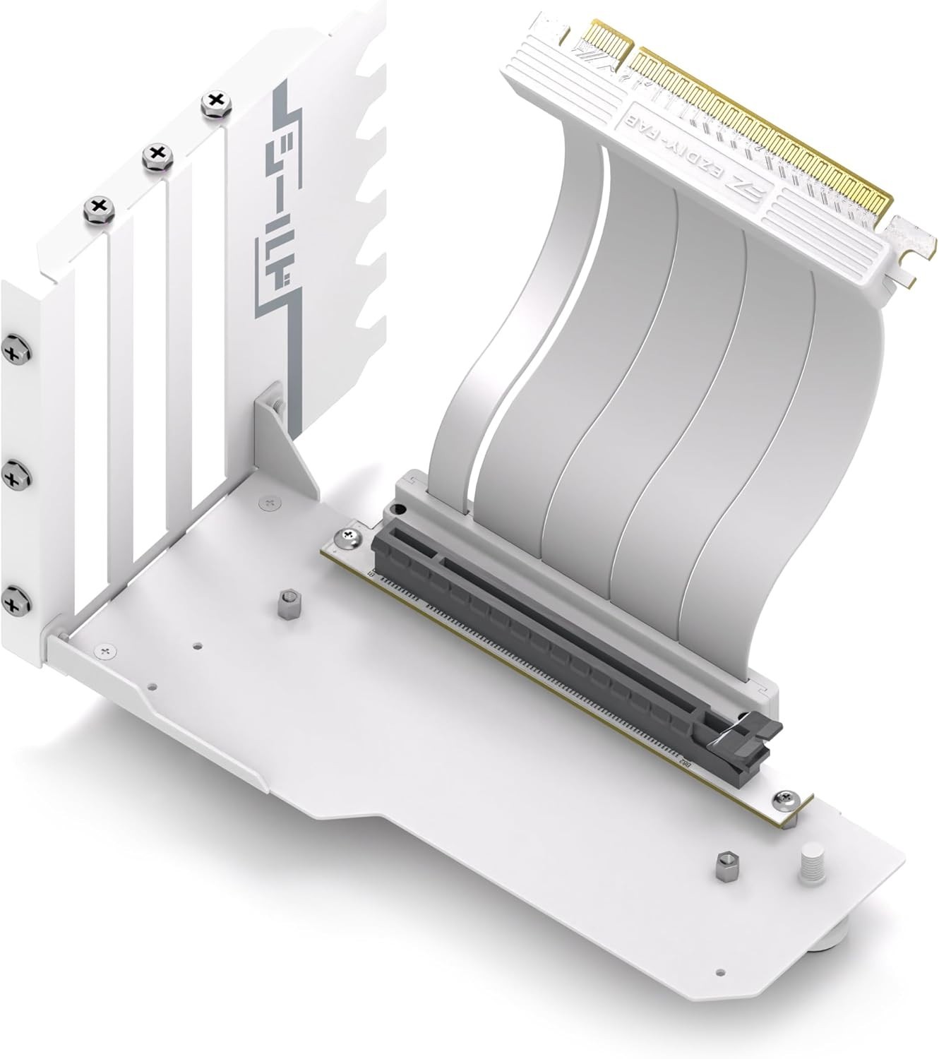 EZDIY-FAB Shield Vertical GPU Mount, 115mm PCIe 4.0 Riser Cable, White