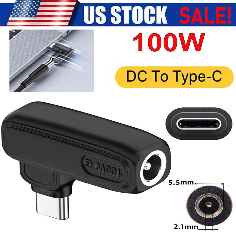 100W Laptop Charger Converter USB PD Power Type C Charging Cable Adapter 5.5*2.1