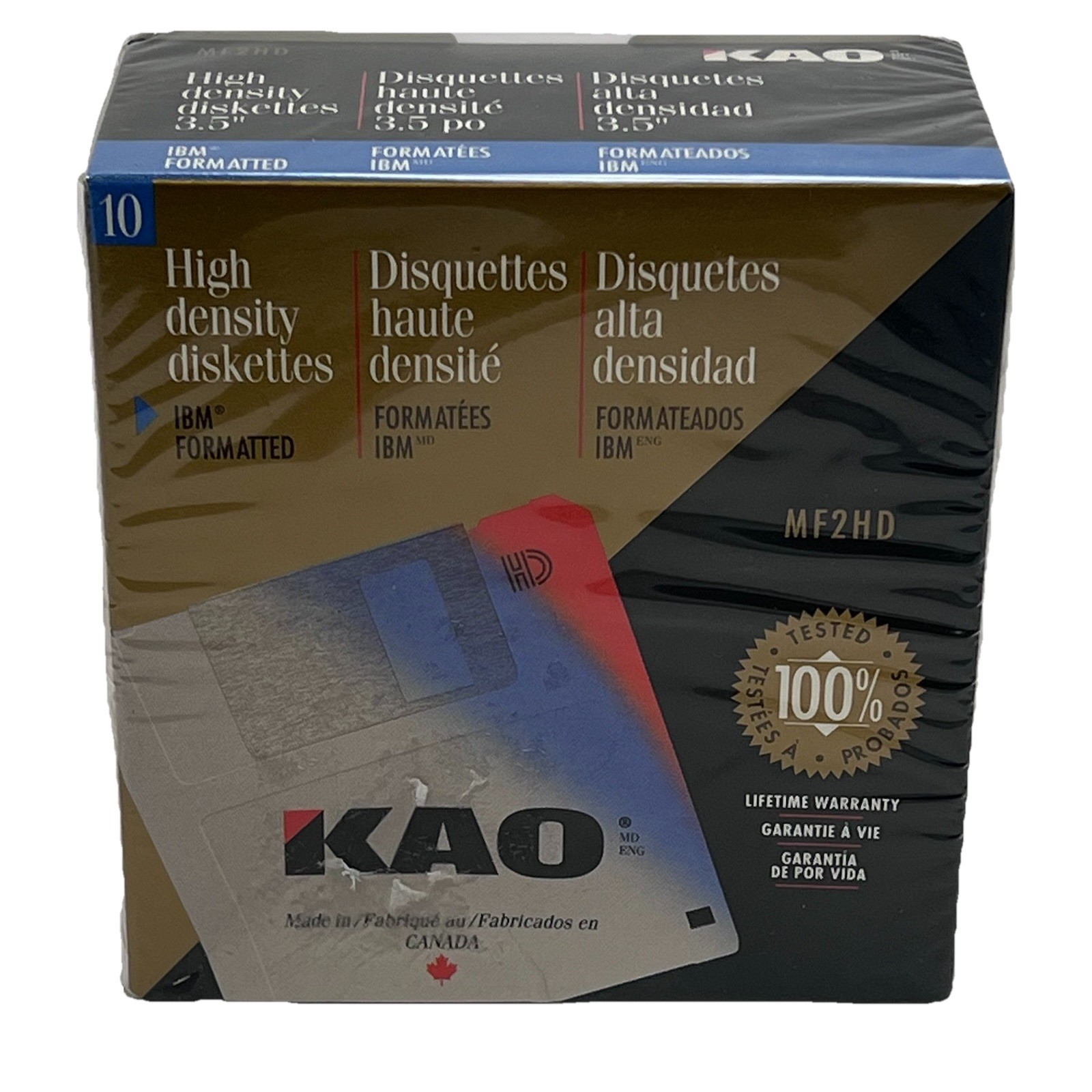 1 KAO MF2HD 3.5" Blank Diskettes 10-pack MF2HD Factory Sealed FAST SHIPPING