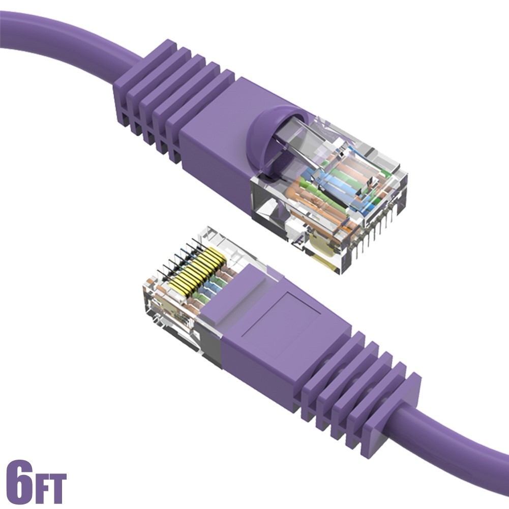 6FT Cat5E RJ45 Network LAN Ethernet UTP Patch Cable Cord Gold Copper Wire Purple