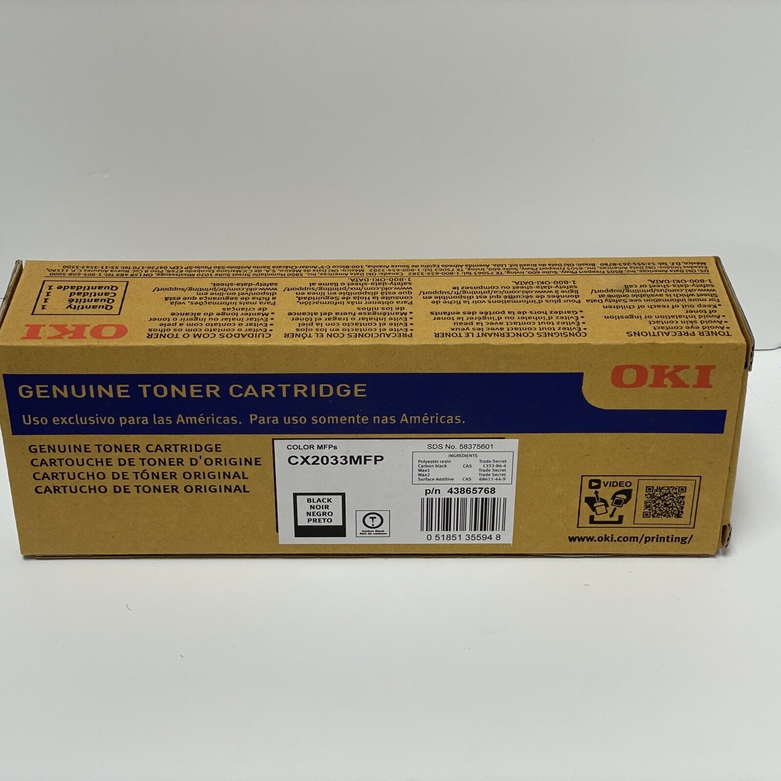 Genuine OKI Okidata CX2033MFP 43865768 Black Toner