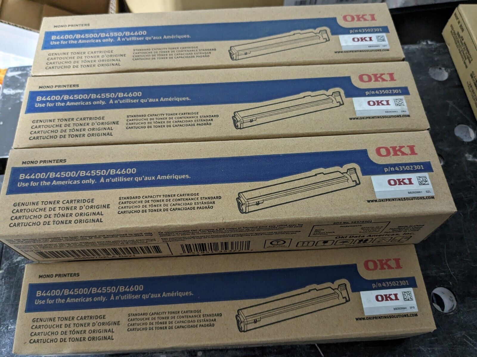 Oki 43502301 Genuine Toner Cartridge Mono Printers B4400/B4500/B4550/B4600