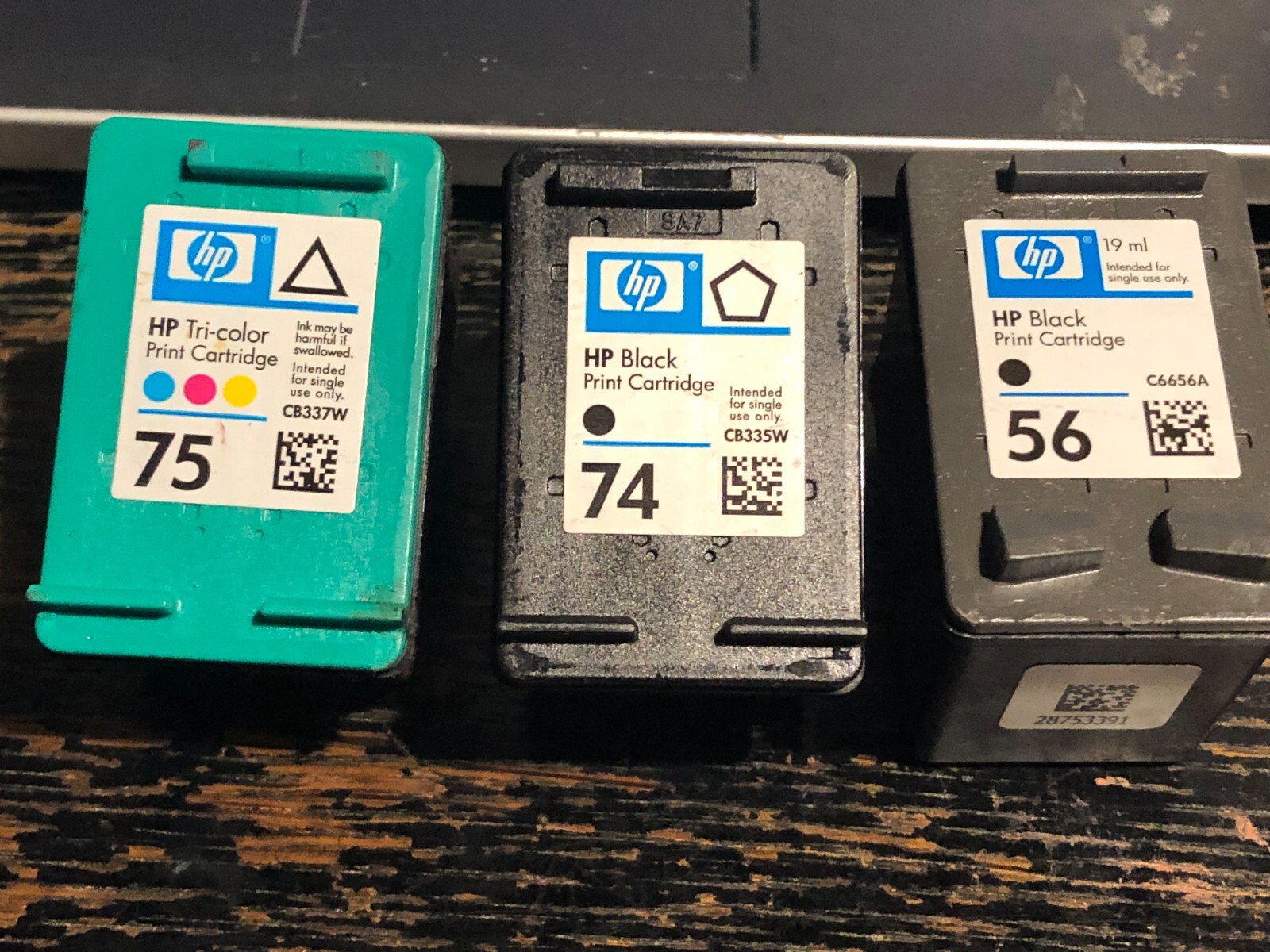 Empty H-56, H-75, and H-74 Ink Cartridges for HP Scanner/Copier/Printers