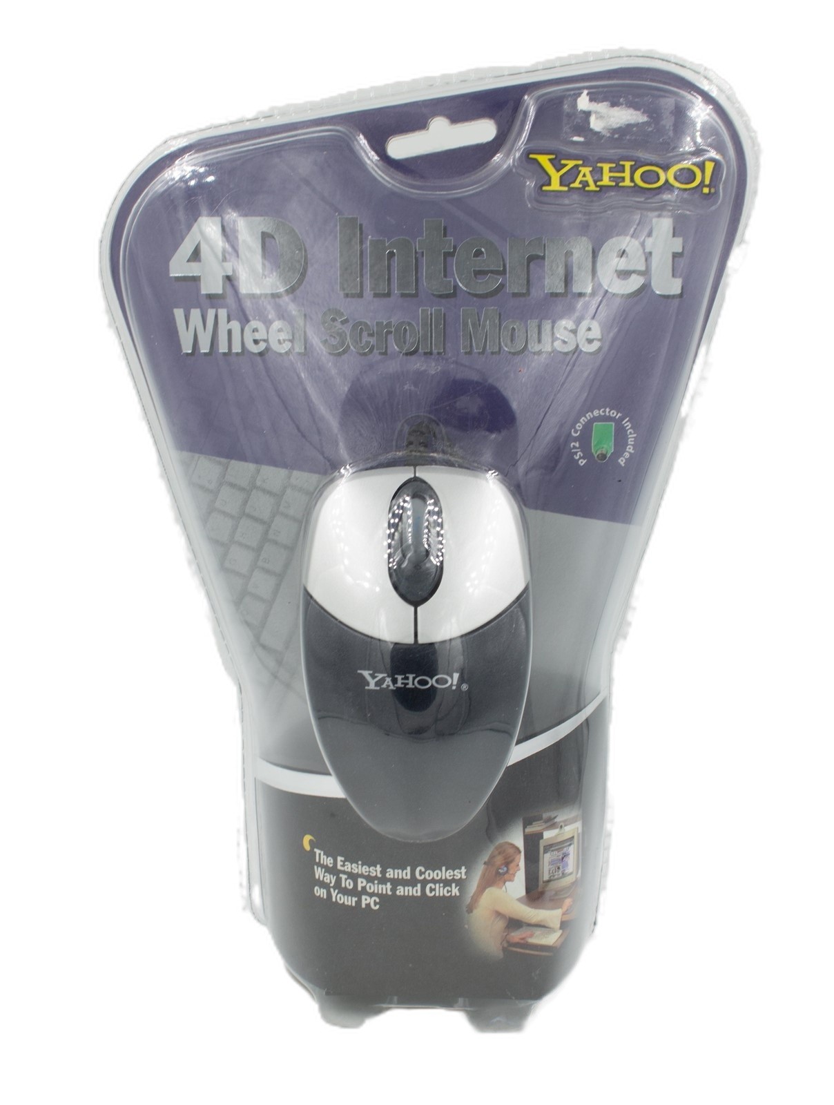 Vintage Early 2000s Yahoo Search Engine "4D Internet" PS/2 Computer Mouse