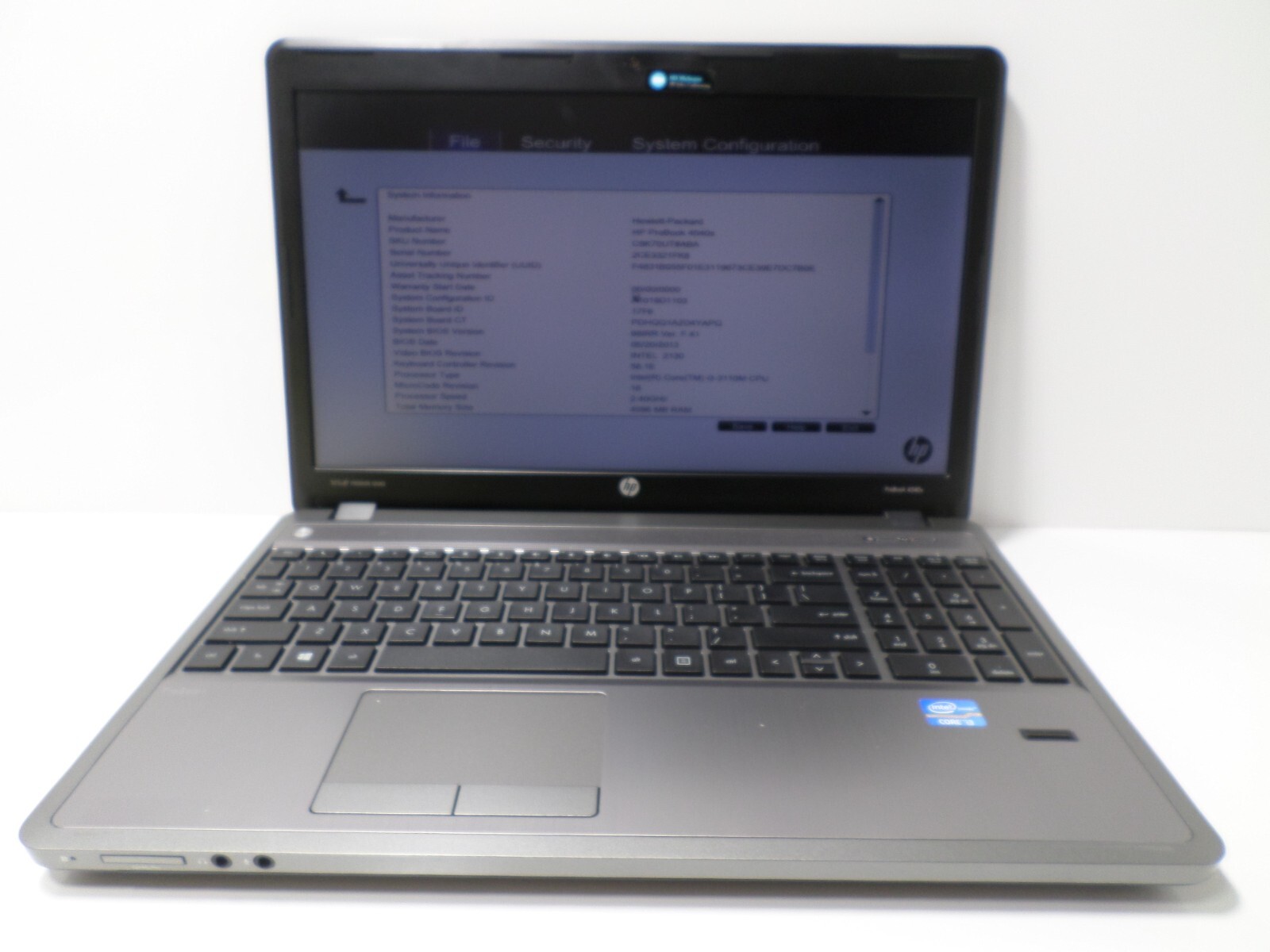 Hp ProBook 4540s  i3-3110M@2.40Ghz, 4GB RAM, No HD/No OS