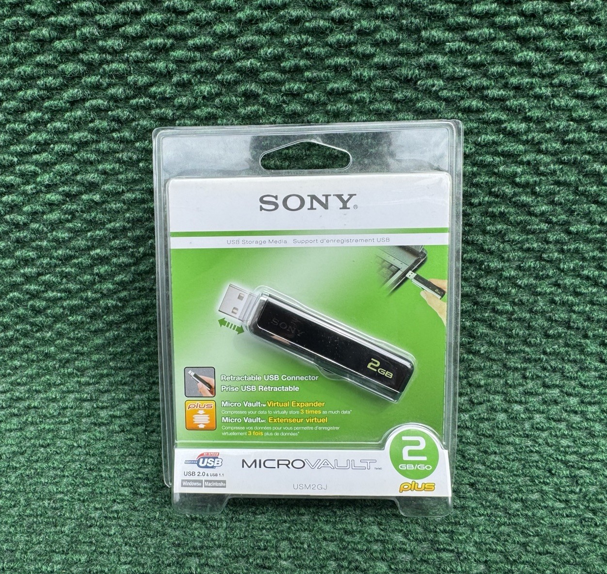Sony MicroVault Plus USB 2.0 Flash Drive 2GB Virtual Expander USM2GJ NEW SEALED