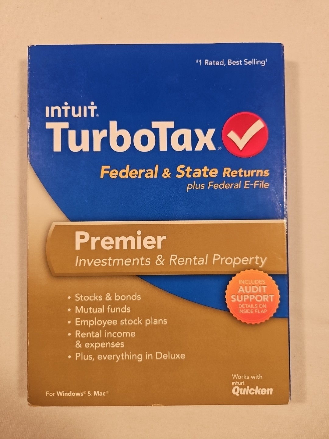 2013 TurboTax Premier Investments & Rental Property Federal & State Returns 