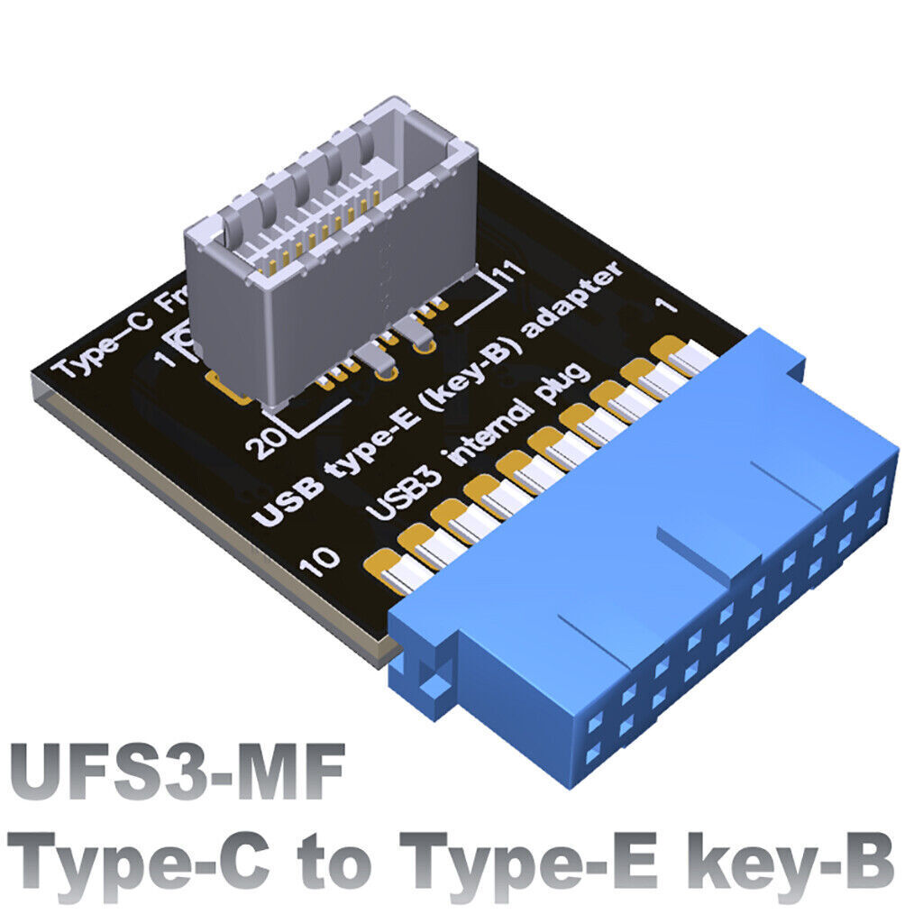 USB 3.0 19PIN to TYPE-E Adapter Card Type-C Front Panel Key-B Connector 5G/bps