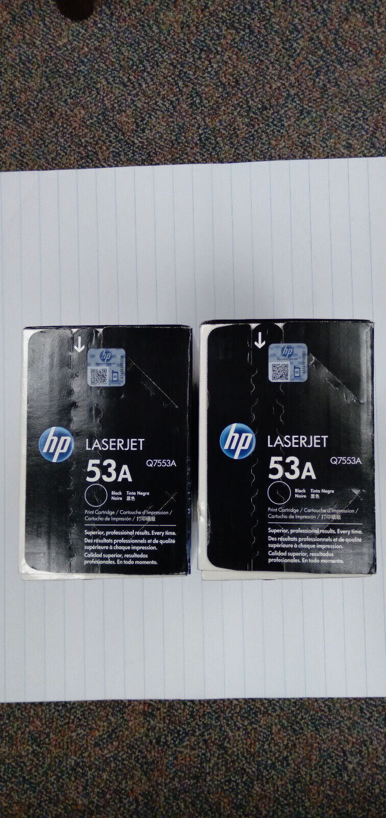 Two New Genuine HP 53A Black Original LaserJet Toner Cartridge Q7553A Sealed