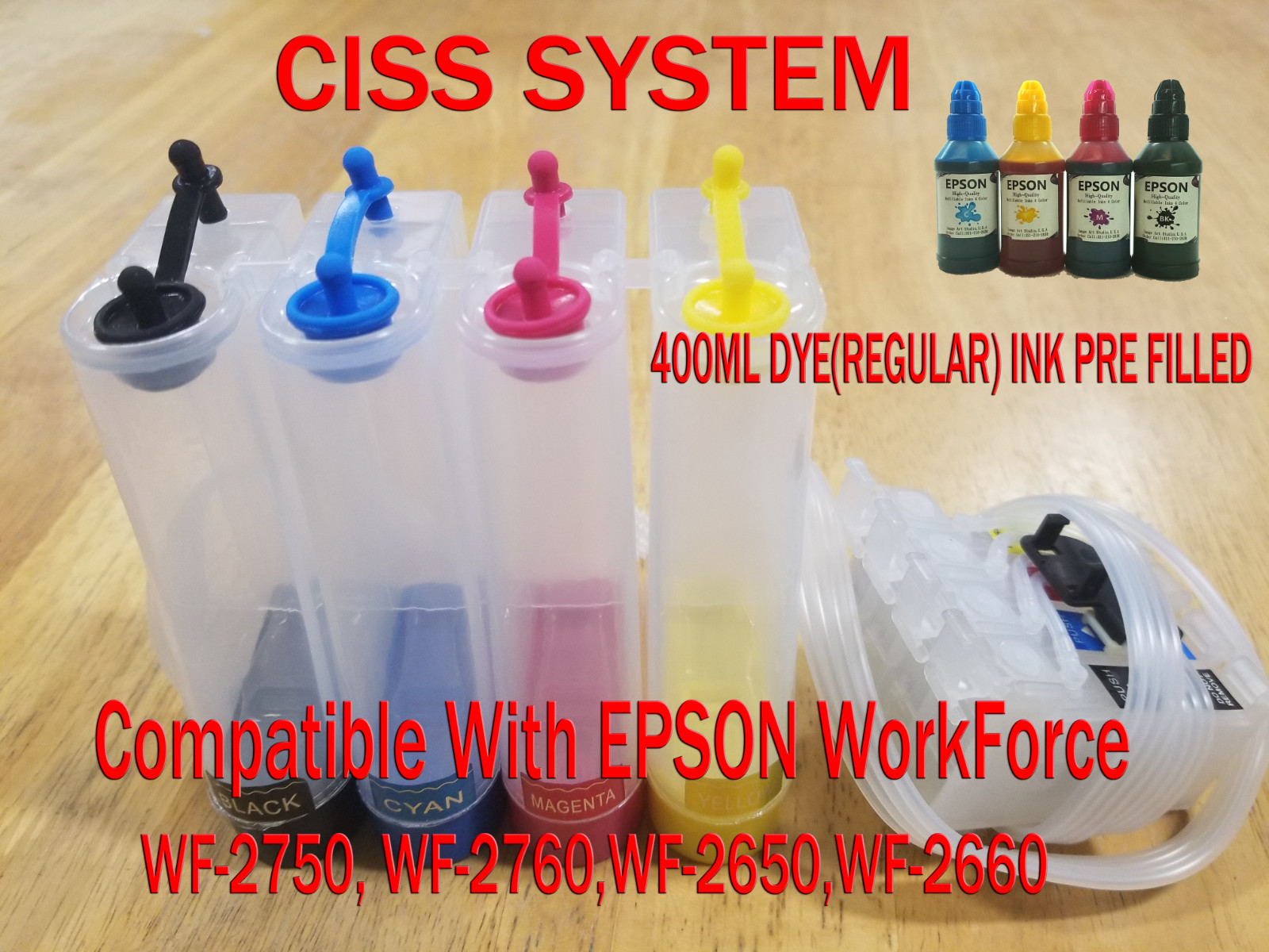CISS Continuous Ink System Compatible with Epson WF2750,WF2760DYE INK PRE FILLED
