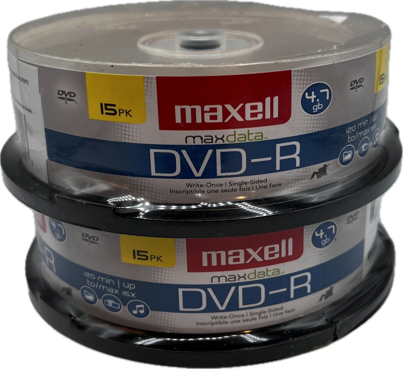 2x Maxell DVD-R 4.7GB Write-Once, 16x Recordable Disc (Spindle Pack of 15) NEW