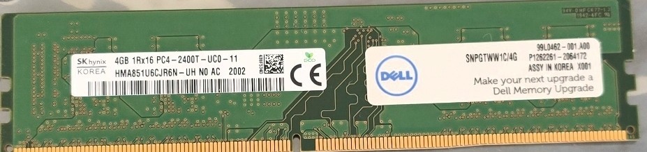 SK Hynix 4GB DDR4 2400MHz Desktop RAM - HMA851U6CJR6N-UH - Dell Certified