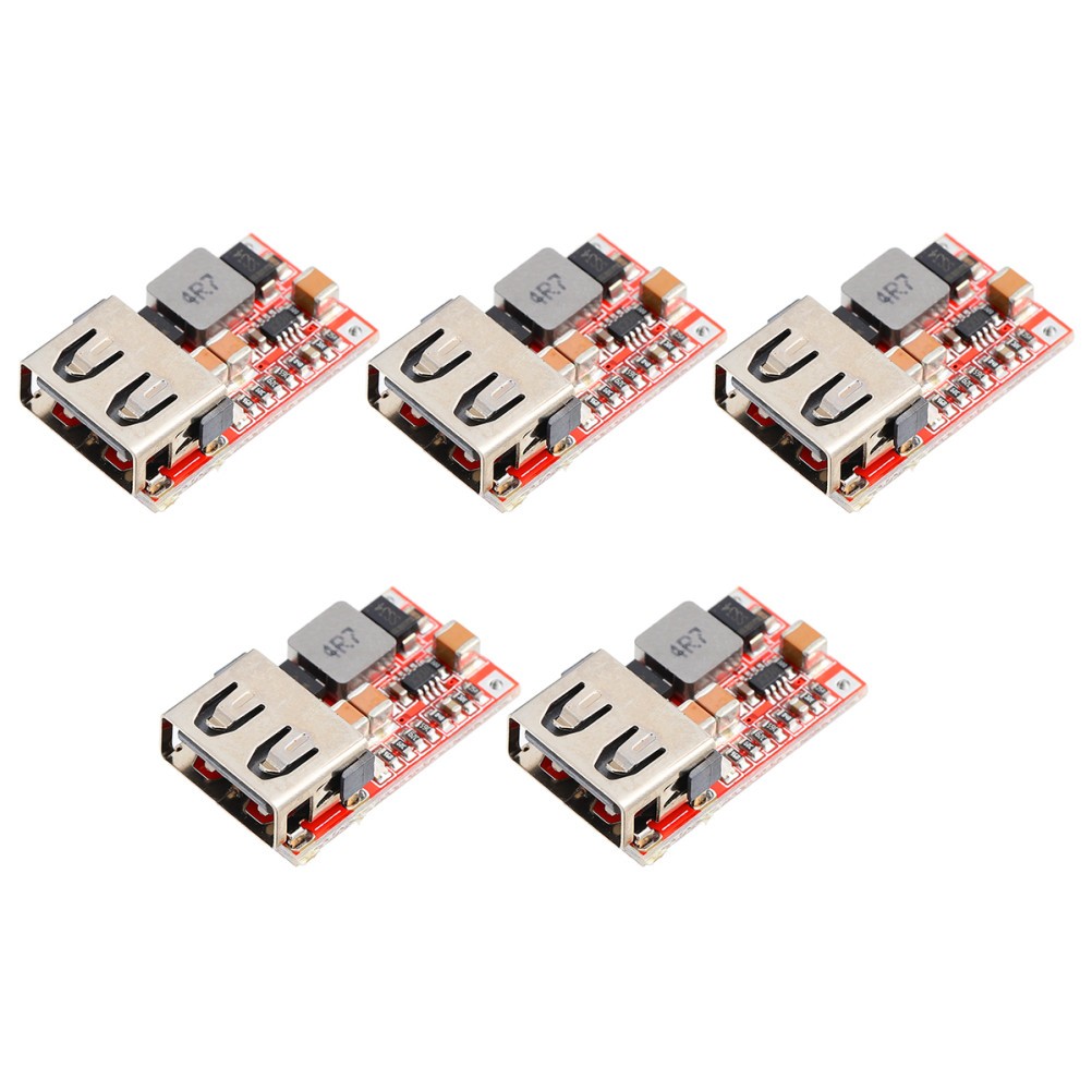 5Pcs USB Charging Module Car Use Red Pcb Durable Dc-Dc Buck Module 6-24V
