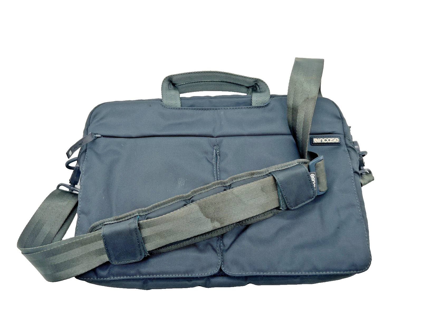 Incase Dark Gray /Blue inside Padded Laptop Bag Shoulder Strap Case 14” x 10”