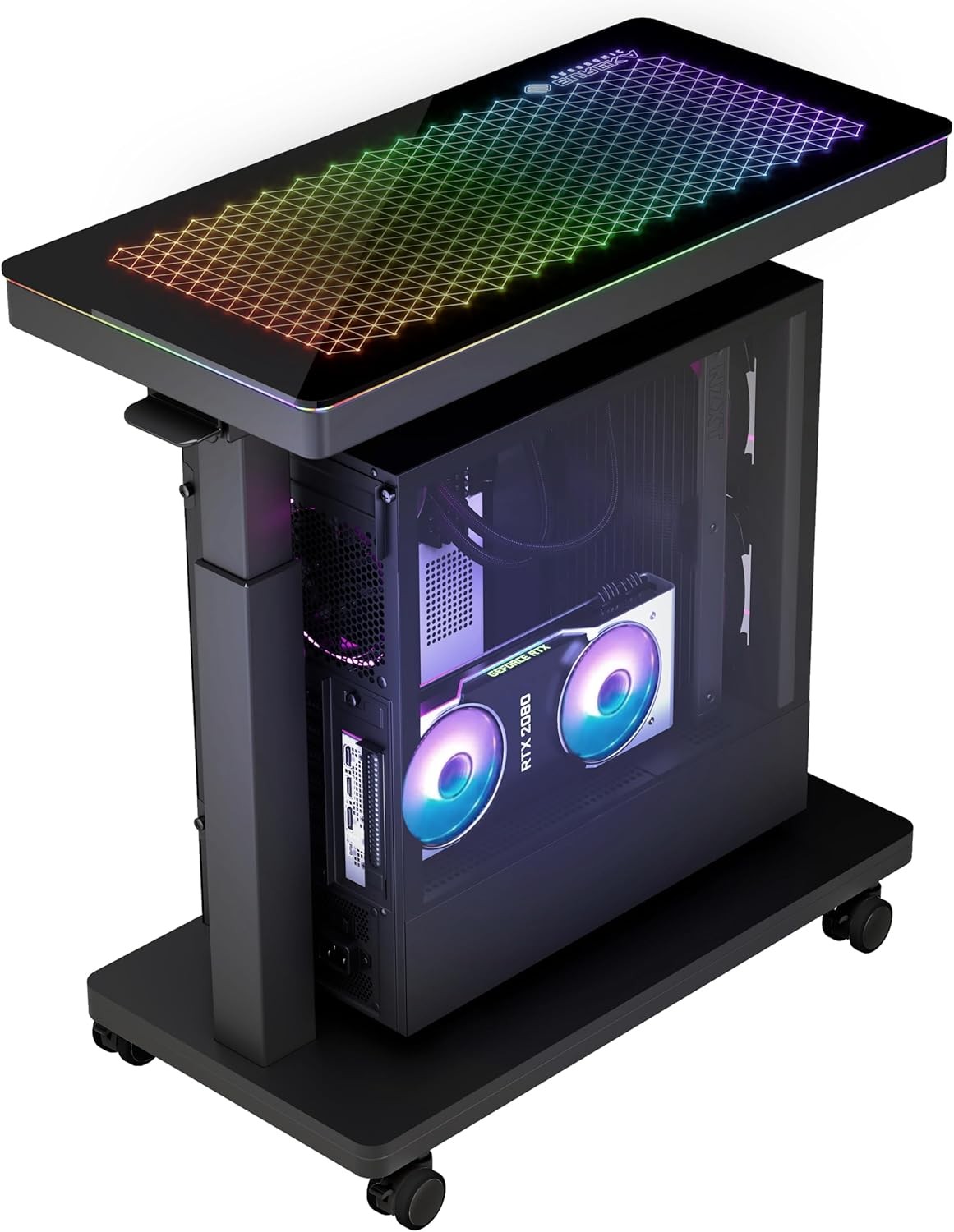 EUREKA RGB Illuminated 2-Tier Computer Tower Stand Under Desk Adjustable