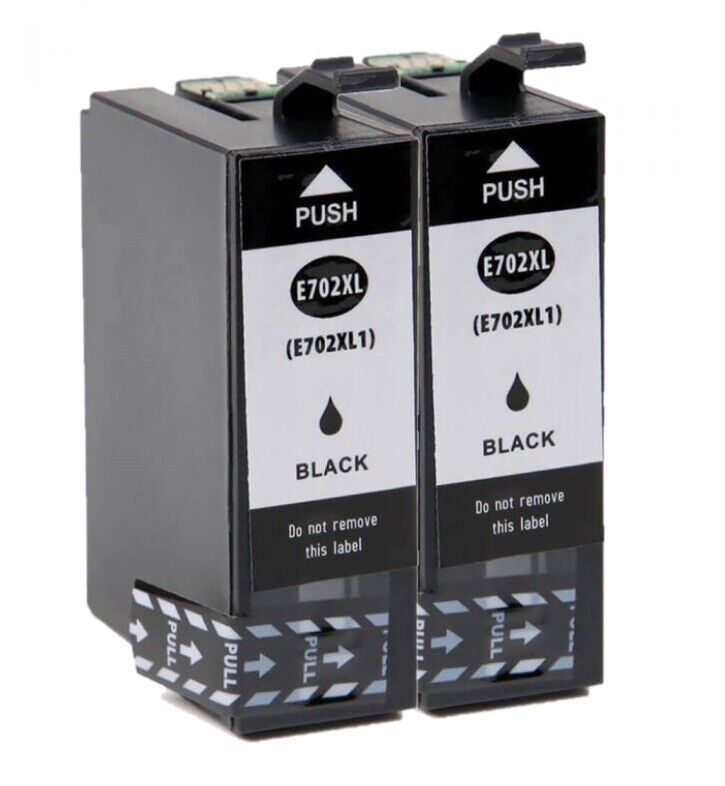 T702 XL 702 Black Compatible Ink Cartridge for Workforce Pro WF-3733 - 2 Black