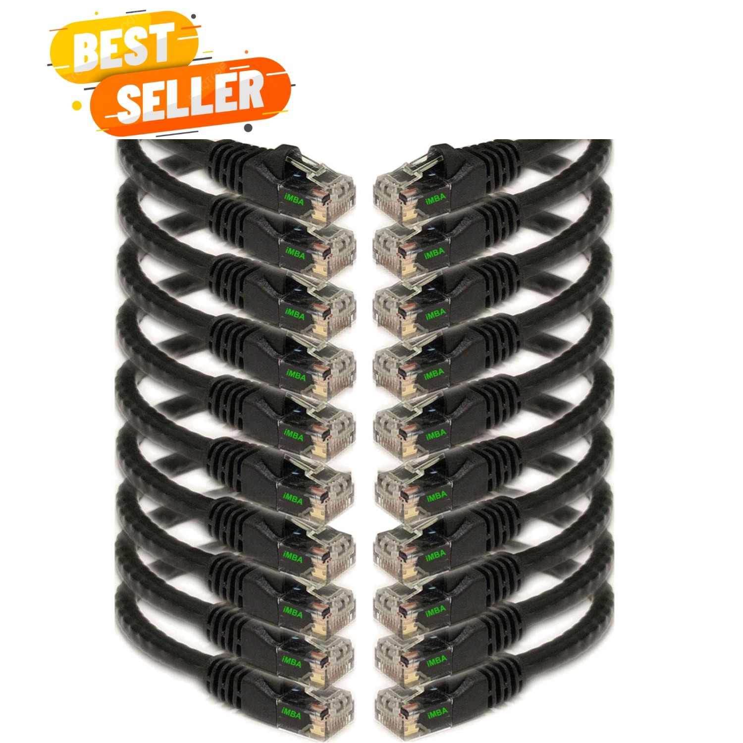 Cat6 Ethernet Patch Cable, 6 Inch, Black, 10-Pack