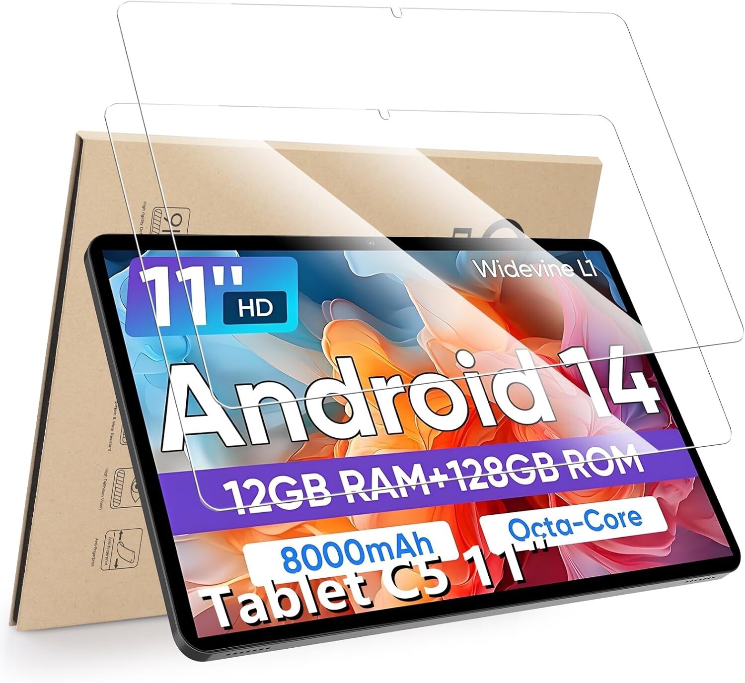 2PCS For 2025 COLORROOM C5 11" Android 14 Tablet Tempered Glass Screen Protector