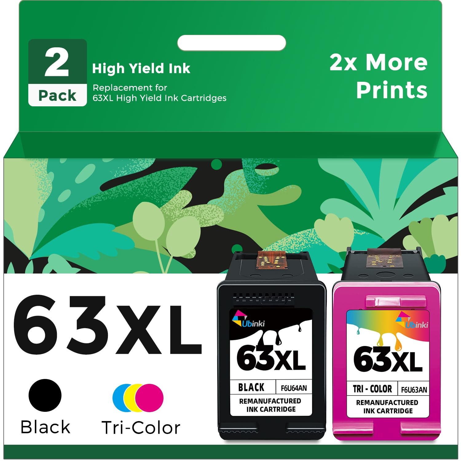 63XL Ink Cartridge Combo Pack Replacement for HP 63 HP63 HP63XL Black Color