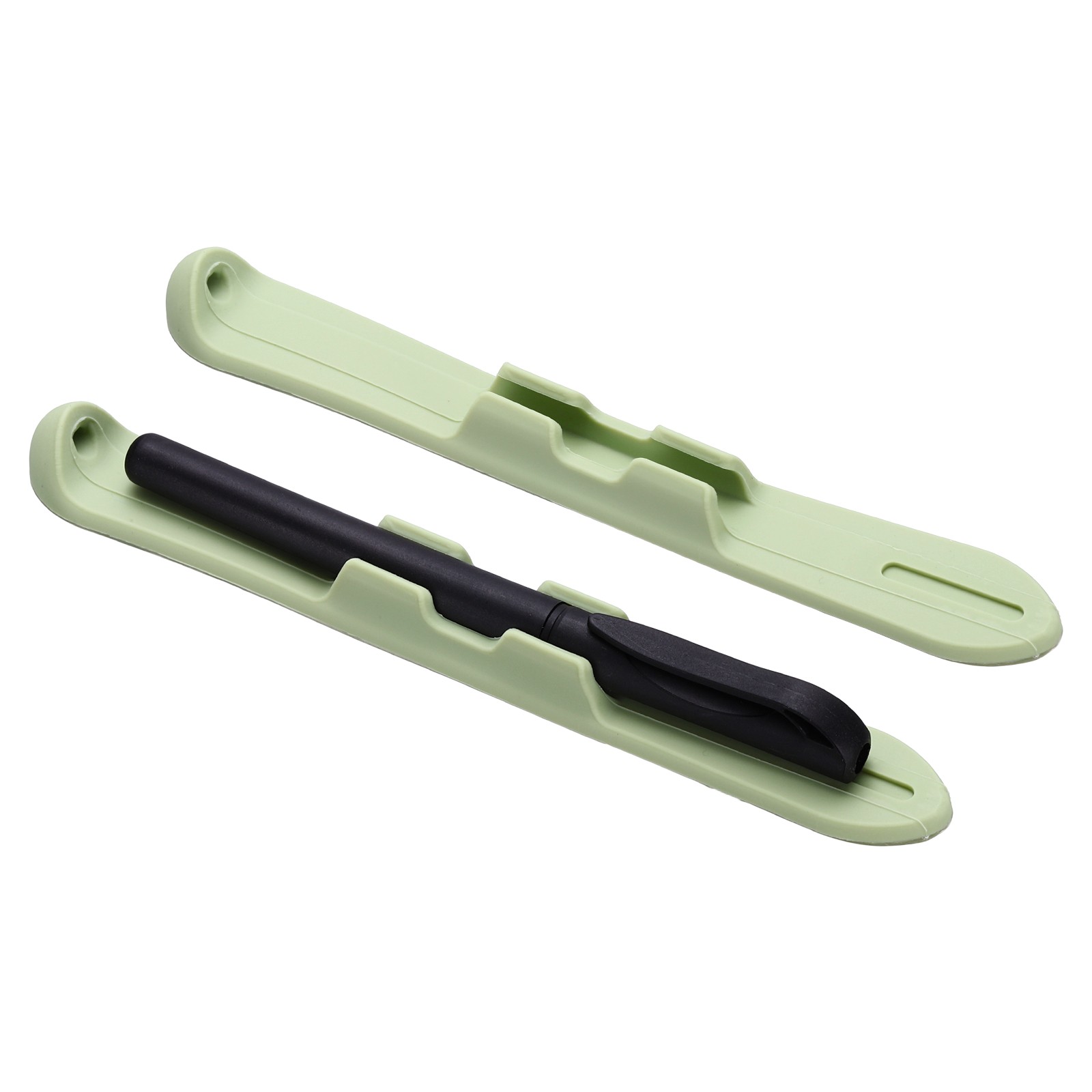 2 Pcs 6.9'' Silicone Pencil Holder with Strong Adhesive Grip Sleeve, Green