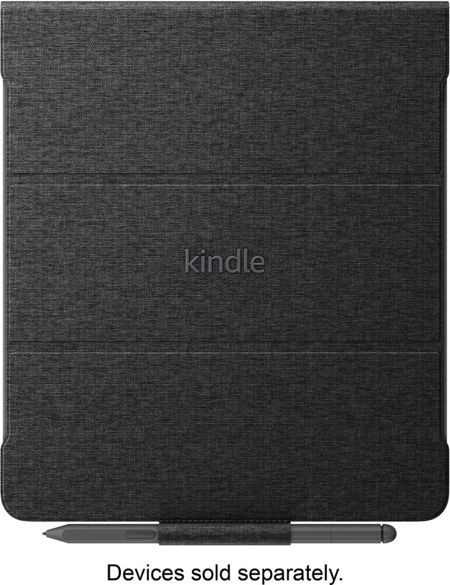 Amazon - Kindle Scribe Fabric Folio Cover with Magnetic Attach - Black | Kindle