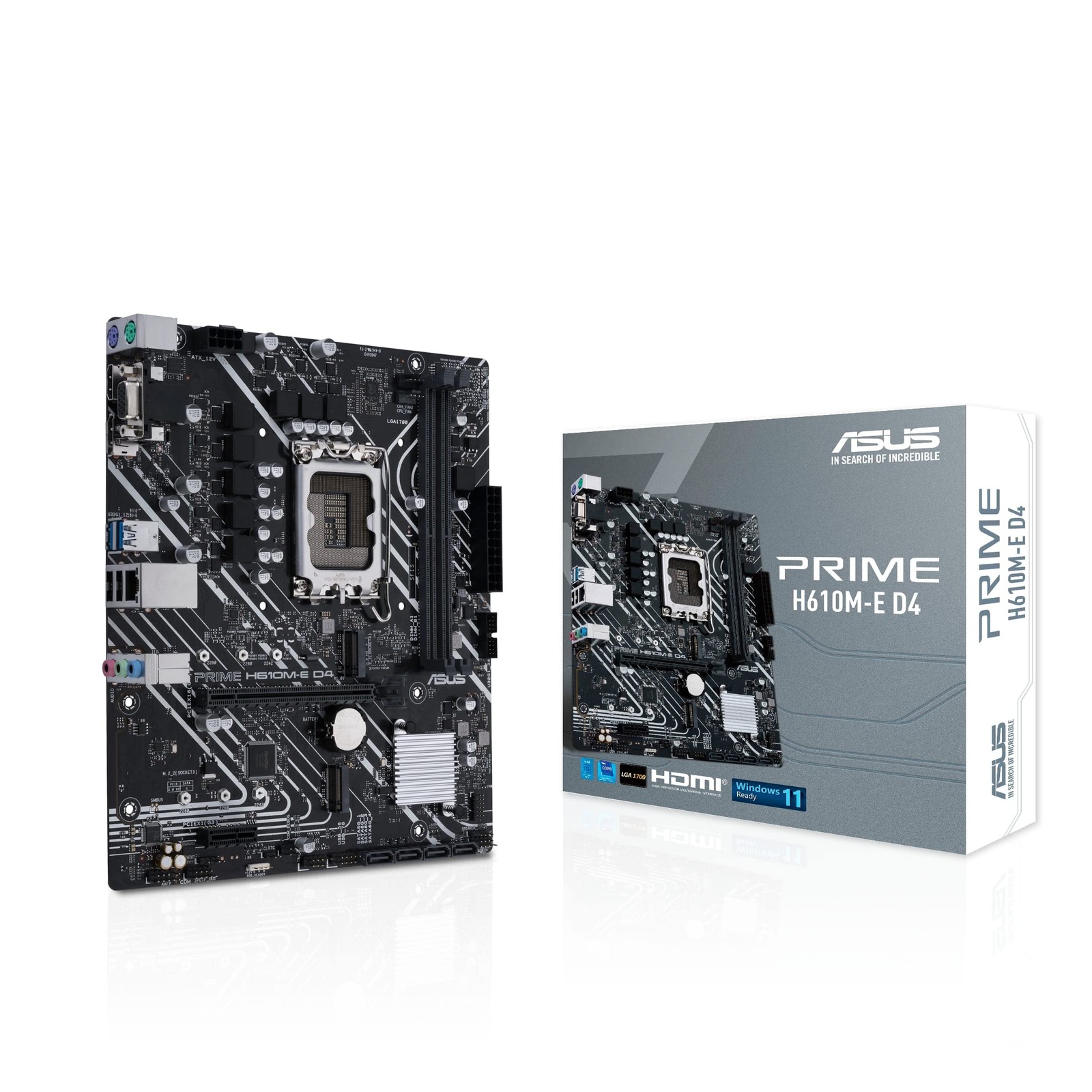 ASUS PRIME H610M-E D4-CSM mATX Motherboard, Intel H610, LGA1700, DDR4, PCI 4.0,