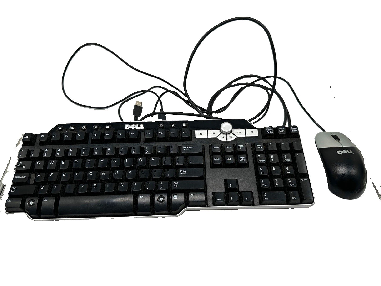 Dell SK-8135 Wired Multimedia Computer Keyboard USB Hub Volume Knob TESTED