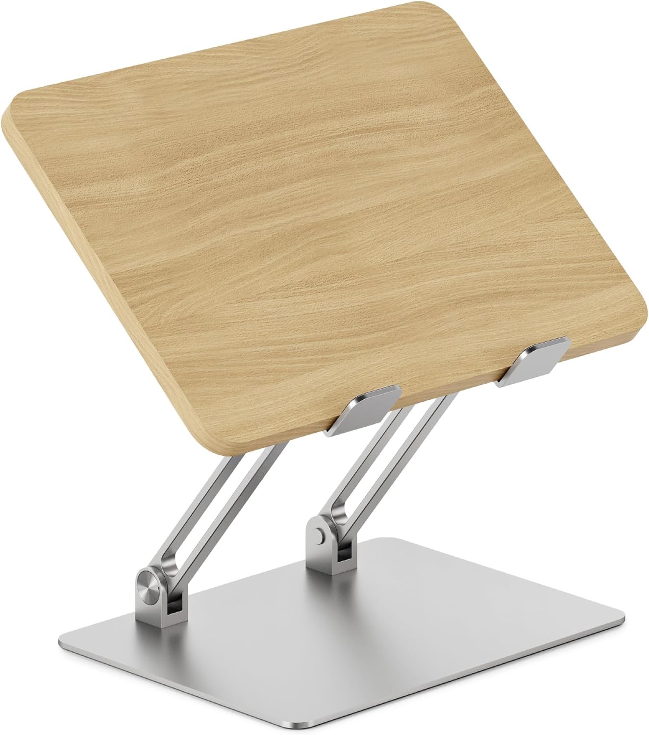 Adjustable Laptop Stand - Portable Wooden Laptop Riser with Wood Grain Finish
