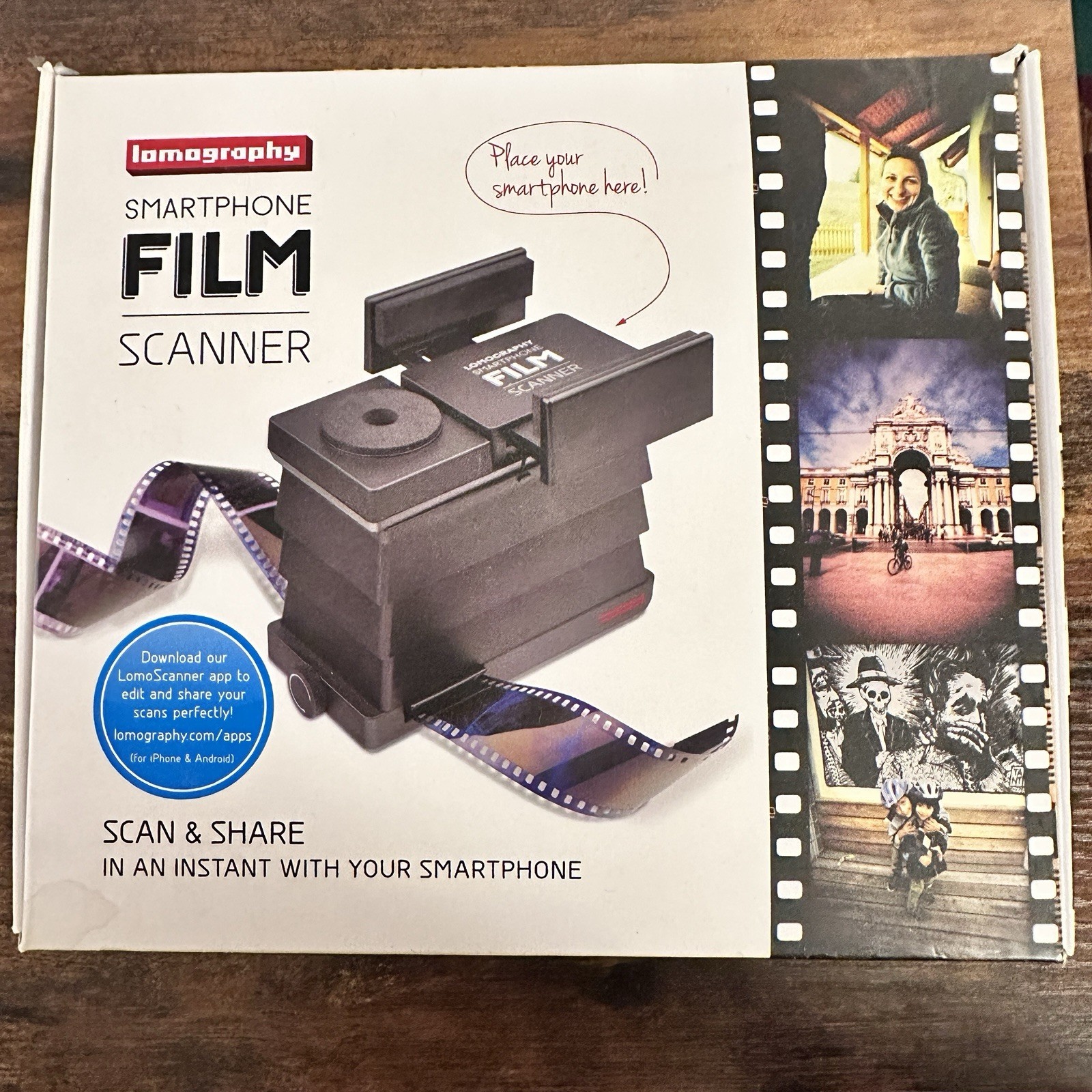 Lomography Film Scanner for 35mm Photo Negative Smartphone Compatible New Open