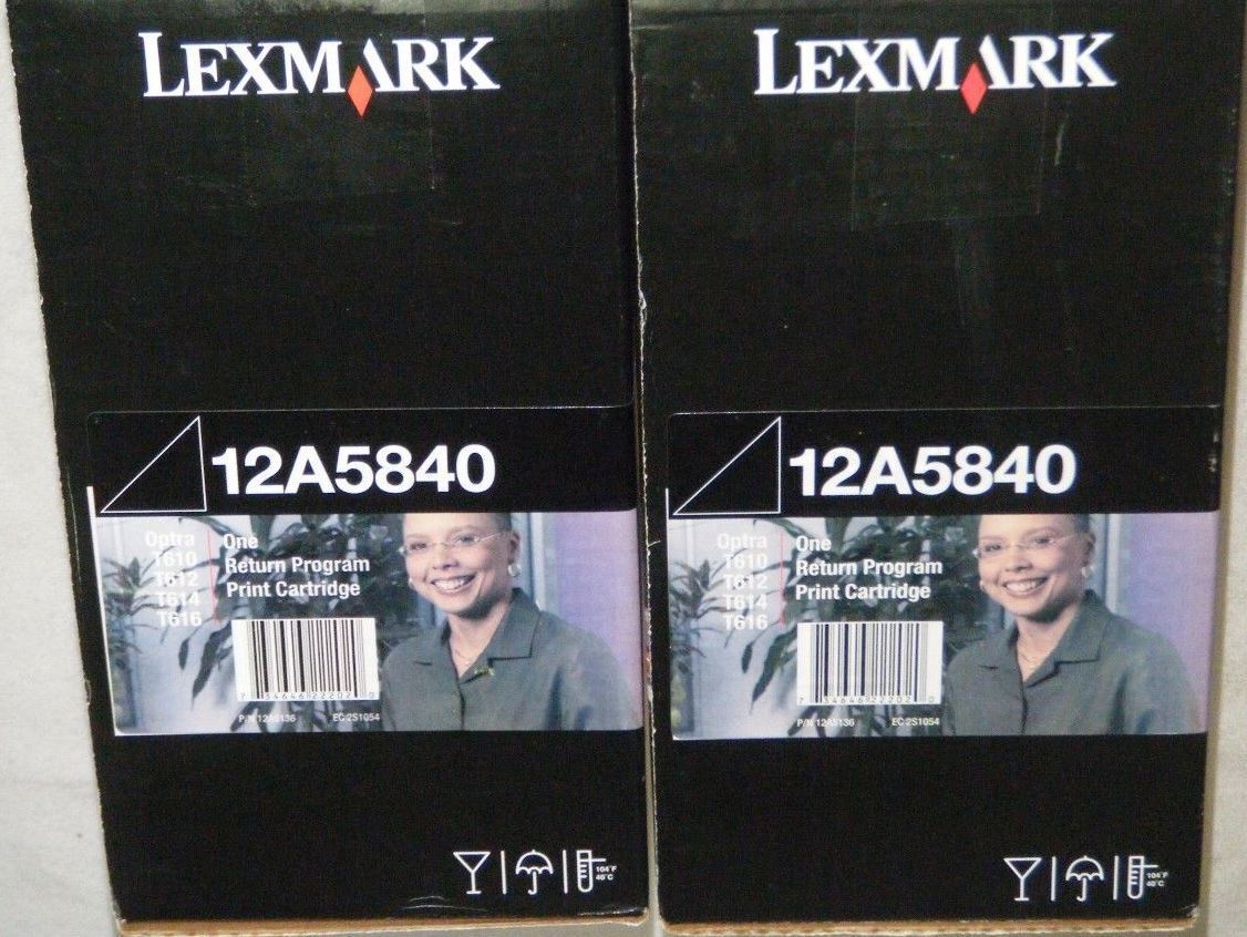 2 New Factory Sealed Genuine Lexmark 12A5840 Laser Cartridges T610 T612 T614