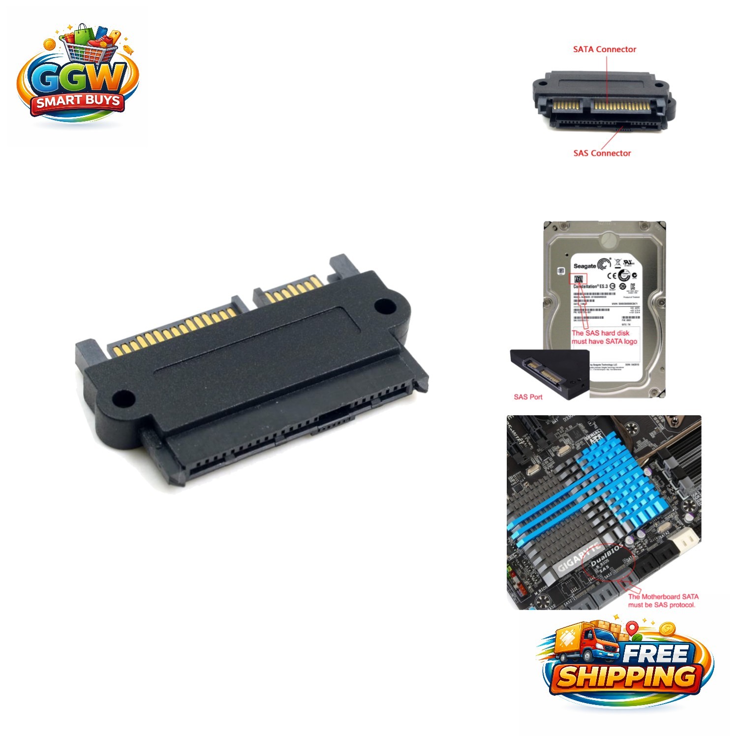 High-Speed SAS to SATA Converter – 10Gbps Data Transfer for Efficient Servers