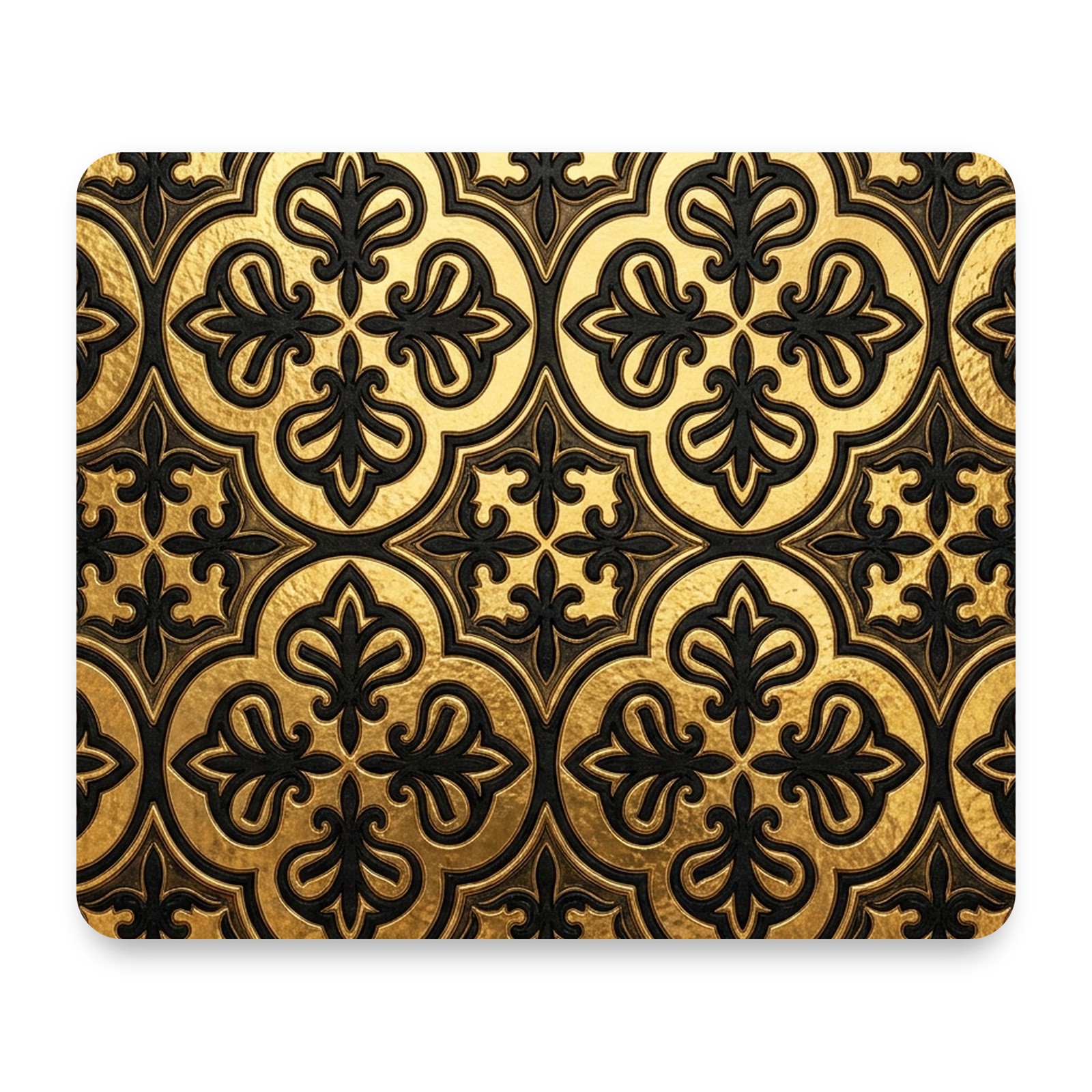 Moroccan Tile — Black & Gold Mouse Pad 9.25x7.75 Non-Slip Desk Mat