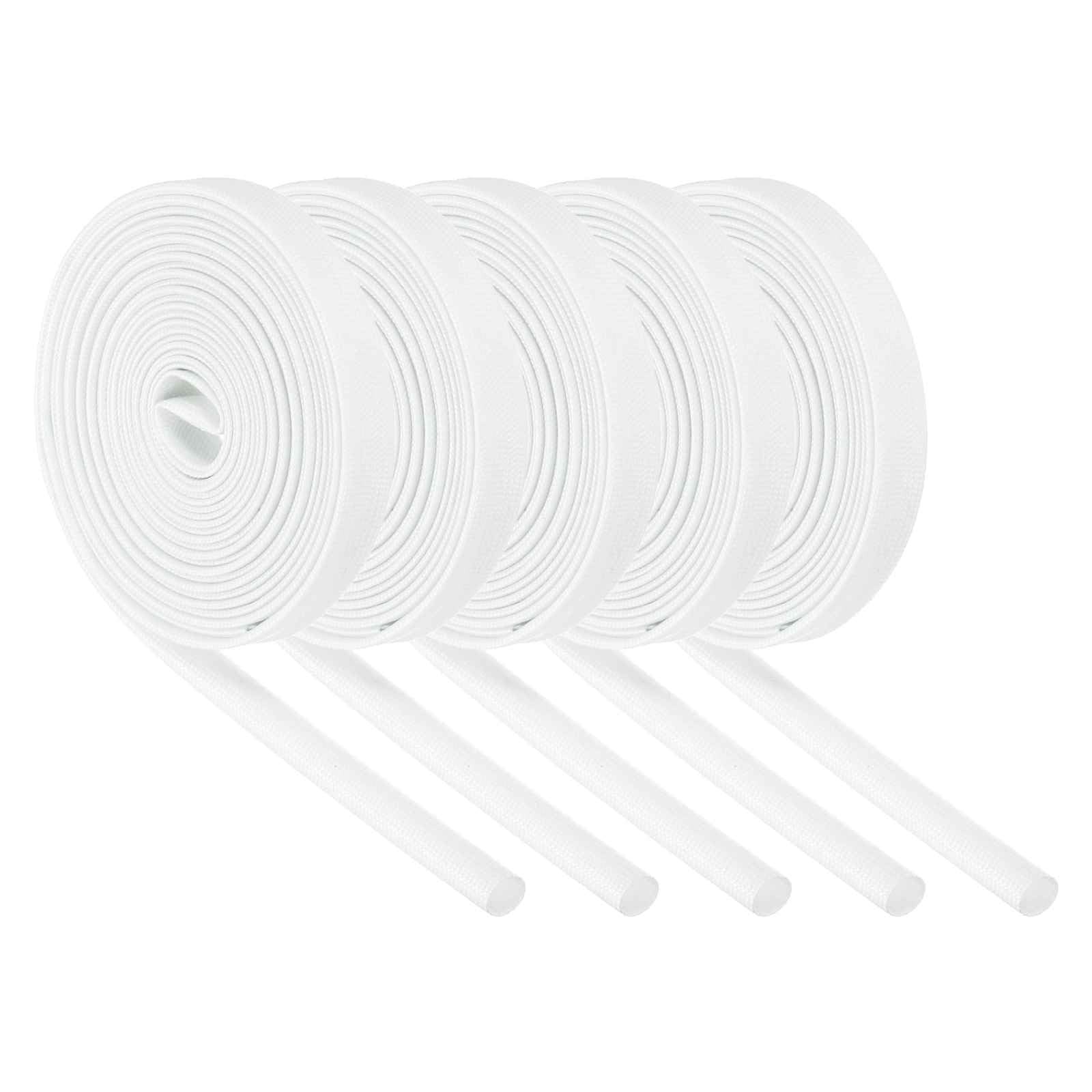 MECCANIXITY 5Pcs Fire Sleeve 9.8Ft 6mm ID White for Automotive Electrical